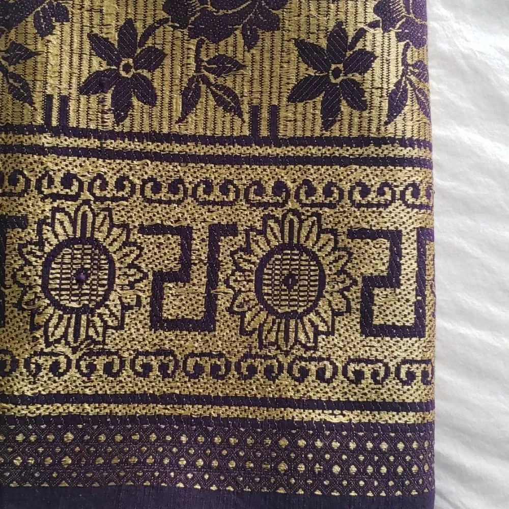 purple and gold batik tablecloth